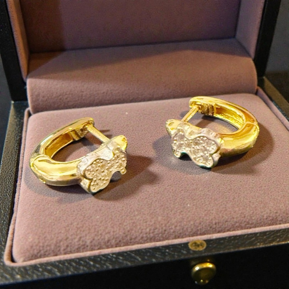 Elegant Silver 925 Gold Butterfly Earrings